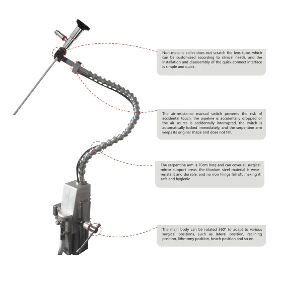 Pneumatic arm - endoscope auxiliary device