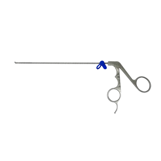The UBE surgical tool, the nucleus pulposus forceps, is used to grasp the upward-curved circular shape with a diameter of 3MM
