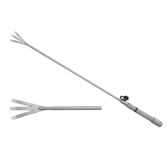 El instrumento quirúrgico laparoscópico, las pinzas de sector (de tres hojas), se pueden ajustar en dirección