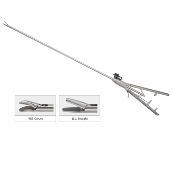 Un conjunto de 5 piezas de pinzas para sujetar agujas de un instrumento quirúrgico laparoscópico